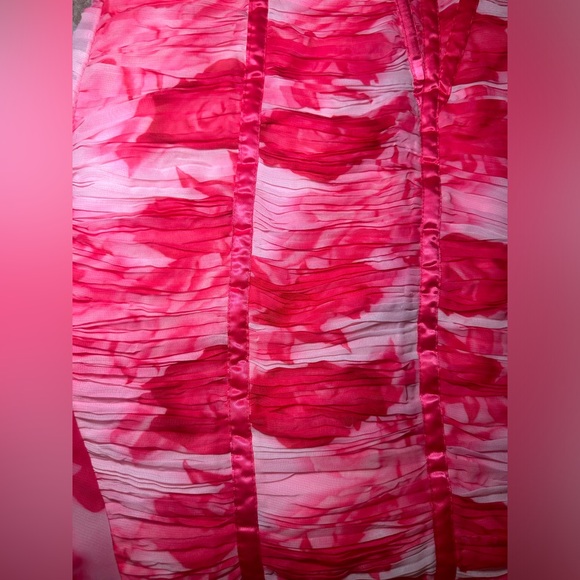 ASOS LUXE chiffon ruched corset long sleeve mini dress in pink floral - Picture 6 of 14